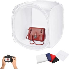Julius Studio 24 x 24 Table Top White Cube Shooting Tent Diffuse Soft Light Box with 4 Color Backgrounds - Black White Red Blue, Commercial Product Photography, Photo Studio, JSAG194