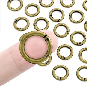 16 Pack Small Spring O Ring, Metal Key Ring Hook Small Round Carabiner Clip for Dog Tags Clip Paracord Keyring Lanyard Keychain Purse Charm Clasps (11mm Black)