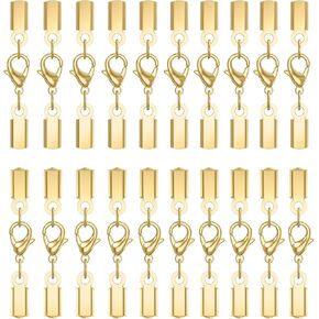 20Sets Cord End Caps with Lobster Clasp Connector,316 Stainless Steel Cord Ends for Jewelry Making Leather Necklace Cord with Clasp 3MM ID End Caps for DIY Bracelets Necklaces