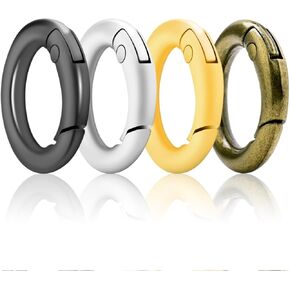 16 Pack Small Spring O Ring, Metal Key Ring Hook Small Round Carabiner Clip for Dog Tags Clip Paracord Keyring Lanyard Keychain Purse Charm Clasps (11mm Black)