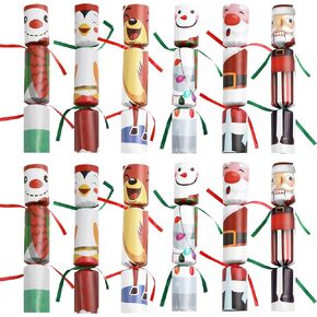 12 Pack Christmas No-snap Party Table Favors, Christmas Themed Holiday Supplies with Party Hat, Joke & Little Gift Inside for Kids Adults Christmas Gift