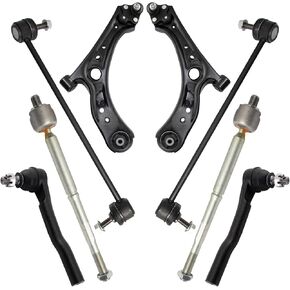 TRQ Front Steering & Suspension Kit Control Arm with Ball Joint Sway Bar Stabilizer Link Tie Rod Compatible with 2016-2022 Honda HR-V