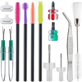 Ceoighe 14 Pieces Sewing Machine Cleaning Kit, Sewing Machine Repair Tools Include Tweezers, Double Headed Brush, Screwdriver, Seam Rippers, Silicone Brush for Repair and Cleaning Machine Sewing