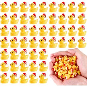 Christmas Mini Glitter Ducks 60pcs Colorful Tiny Small Little Resin Ducks to Hide Plastic Miniatures Duck Figures for Xmas Goodie Bag Fillers Party Favors Decorations