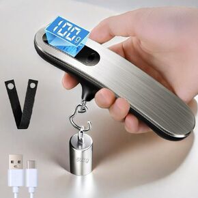 Travel Luggage Scale,USB Digital Hanging Baggage Scale for Travel,Suitcase Weight Scale with Hook for Travel Essentials,110 Pounds,Type-C Port Rechargeable
