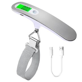 Rechargeable Digital Travel Scale with Strap for Luggage Suitcase Baggage Weighing, Weight Max up to 110 Lbs/50kg & LCD Display Screen Design,USB Type-C Port