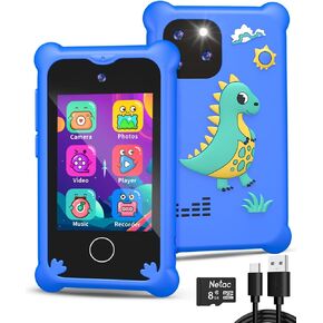 Upgrade Kids Phone Toys for 3 4 5 6 Year Old Girls and Boys, Toddler Emulated Touchscreen Smartphone with No Calls, No Internet, Christmas Birthday Gifts for Kids Ages 3-8 (Blue)