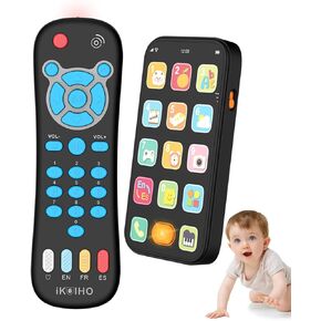 Baby Remote Control Toy Phone, Realistic Kids Phone Toy Remote with Music and Light for 1 Year Old Boys Girls Gifts, Early Education Learning Baby Toys for 6 to 12 Months 12-18 Months Child Infant