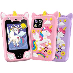 Kids Smart Phone Toys for Girls, Multi-Function Kids Phone with 2.8" Touchscreen and HD Dual Camera, Christmas/ Birthday Unicorns Gift Toys for Children Ages 3-10, 8G SD Card