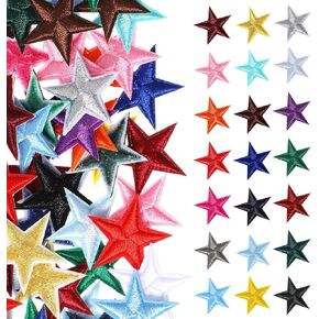 84Pcs Iron on Star Patches Easy Iron on/Sewing on Star Embroidered Applique Patches, 21Colors 1.2In Fabric Star Patch Bulk for DIY Craft Backpack Bag Hat Jacket Clothing T-Shirt Backpack Decoration