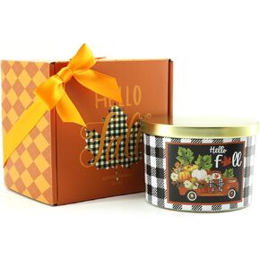 شموع الخريف، ديكورات الخريف للمنزل - هدايا الخريف للنساء، شموع معطرة بشمع الصويا الطبيعي والتفاح والقرفة (12.7 أونصة)