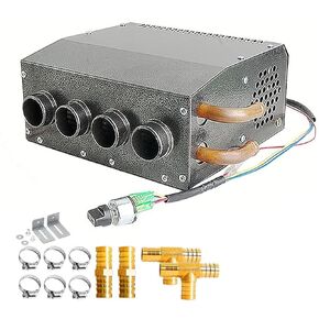 12V Compact Design Hydronic Heater Assembly Mountable Switch 4 Front Vents 3-Speed Fan 80 CFM Airflow 8500 BTU of Heat for Car Truck Boat RV