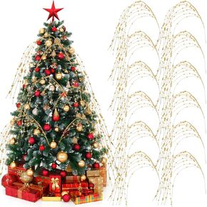 12 Pcs Christmas Picks and Sprays 30 Inch Gold Christmas Artificial Berry Decor Christmas Tree Topper Glitter Berry Spray for Xmas Tree Filler Branches Wreaths Garlands Craft Home Decor