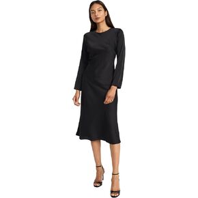 Donna Morgan Elegant Long Sleeve Midi-Versatile Cocktail-Wedding Guest Work Dress for Women