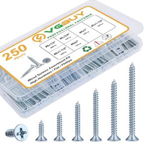 210Pcs Wood Screws Assortment Kit, 304 Stainless Steel Screws, Phillips Drive, Wood Screws, Screws, Screw Set, Assorted Screws, Screws Assortment Kit, 6 Sizes (2",1-1/2",1-1/4",1",3/4",1/2")