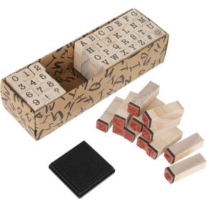 Molain 40 Pcs Wooden Rubber Stamps, Mini Alphabet Letter Number Stamps for DIY Craft Card and Photo Album, Letter Number Stamps, Craft Ink Stamp Stamper Seal for Scrapbooking Envelope