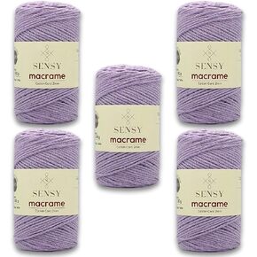 Sensy Premium 2mm - 160 yards 100% Recycled Cotton Macrame Cord Crochet Bag Cord Macrame Rope Crochet Thread (Pink)
