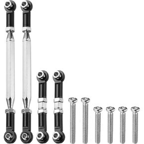 MECCANIXITY 2 Sets Adjustable Turnbuckles Camber Link Linkages Aluminum Alloy Upgrade Parts RC Car Steering Pull Rod Servo Linkages Tie Rod for MN 1:12 D90 RC Car Crawler,Black