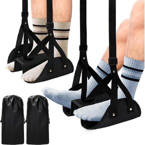 Separated Foot Hammock for Airplane Travel (2 Pack) - Portable, Height Adjustable Foot Rest for in-Flight Office Travel Accessories - Airplane Leg Rest to Reduce Swelling and Soreness