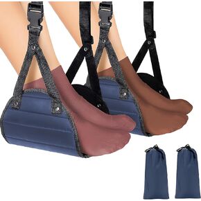 2-Pack Airplane Travel Foot Hammock - The Perfect high Speed Rail Resting Foot Hammock, Office Foot Hammock Strap for Relaxing Your feet - Travel Essentials Comfort Foot Hammock (Black)