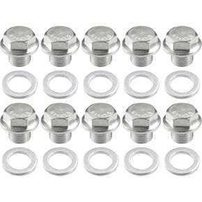 Universal Car Oil Drain Plug with Gasket Durable M20x1.5 Metal Silver Tone (Set of 10)