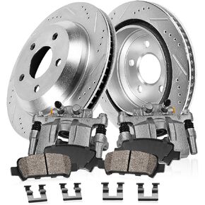 Callahan Rear Replacement Calipers and Drilled Slotted Brake Disc Rotors and Ceramic Brake Pads Brake Kit For Acura ILX Honda Civic