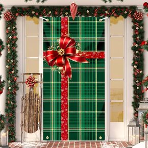 Christmas Door Cover Snowman Decoration Xmas Large Photography Background Banner Porch Sign for Winter Indoor Outside Front Door Banner Farmhouse Party Supplies 6 x 3 Feet