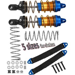 Front/Rear RC Shocks Absorber Upgrades for 1/10 Slash 2WD 4x4/2.0 E-Revo,1/8 Sledge,1/8 1/7 Outcast Infraction Felony,w/Universal Suspension Travel Limit Straps & Spring (115MM)