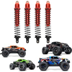 RCAWD RC Shock Absorber for X-Maxx 1/5 1/6 Upgrades, Adjustable RC Shocks Damper with Spring, Hop Ups Parts for #7761, 77086-4 Blue
