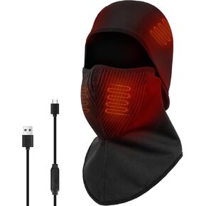 قناع تزلج ساخن V.Step، قناع تزلج ساخن بتحكم سلكي USB مع مؤقت مقاوم للرياح، قناع وجه بالاكلافا لكرة القدم والدراجات النارية والصيد للرجال والنساء (بدون بطارية)، أسود in Kuwait