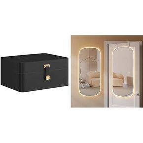 SONGMICS Jewelry Box with Mirror, LED Mirror, Arched Wall Mirror Full Length, UJBC200B01 and ULFM011B01