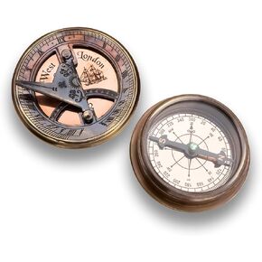 PORTHO Survival Sundial Compass| Direction Finding| Time Approximation| Antique Gifts Collection| Gift for Birthday, Graduation, Baptism, Anniversary| Hiking, Trekking, Adventure Compass
