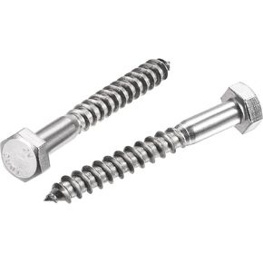 uxcell Hex Lag Screws, M6 x 50mm 304 Stainless Steel Half Thread Self-Tapping Bolts for Wood Screw 10Pcs