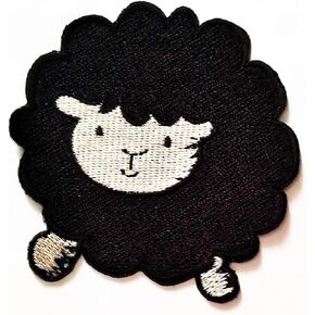 Nipitshop Patches Cute Pretty Black Sheep Furry Farm Animal Cartoon Kids Patch Embroidered Iron On Patch for Clothes Backpacks T-Shirt Jeans Skirt Vests Scarf Hat Bag
