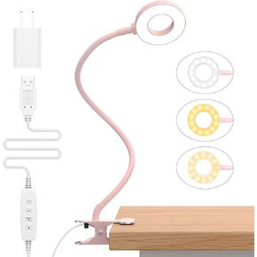 iZELL Desk Lamp, [3 Color Modes & 10 Brightness] LED Reading Light with Clamp, Flexible Gooseneck Book Light for Kids Reading Book in Bed at Night Clip on Table, Headboard, Dorm - 15.8‘’ Black