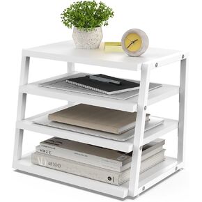 Fenge Desk Organizer, 4 Tier File Organizer for Desk, Wood and Metal Desk Shelf Organizer Storage Rack, Desktop Bookshelf for Office Supplies and Accessories in Saudi Arabia