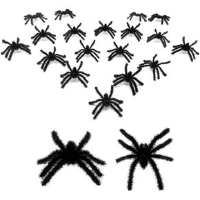 20 PCS Black Realistic Hairy Small Plastic Fake Spiders Scary Joke Prank Toy for Party Favors Creepy Halloween Decoration by Baryuefull