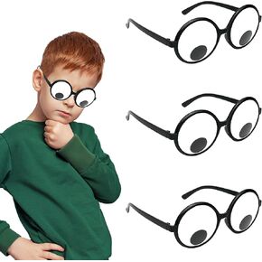 Googly Eyes Glasses, Funny Glasses Pranks Toy, Novelty Shaking Giant Eye Glasses, Funny Costume Accessories (3 Pcs)