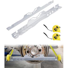 Toe Alignment Tool Plates 2pcs, Wheel Alignment Tool Includes Two 5m Measuring Tapes, Car Front End Alignment Tool for SUV & Vehicle, DIY Toe Alignment Plate Takes Fast, Accurate Measurements, Silver