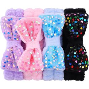 WSYUB Headband 8Pcs Bow Hair Band soft Facial Makeup Head Band for Face Washing Shower Skin Care Fluffy Spa Headband Head Wraps for Woman Girl 8 Color Slumber Party Supplies