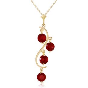 Galaxy Gold GG 14k Solid Yellow Gold 2 ct Ruby - Rubies Drop Dream Catcher Pendant Necklace