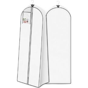Lzerking 72’’ Wedding Dress Bag for Gowns Long with 20’’ Gusseted, Garment Bag with Accessories Pouch for ID Card Accessories, Dress Cover for Women Bride Storage Travel