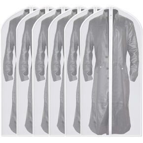 Suit Bags for Closet Storage Hanging Garment Bag 24''X40'' Lightweight Clear Full Zipper Suit Bags (Set of 6) PEVA Breathable Garment Cover for Suit Closet Clothes Storage