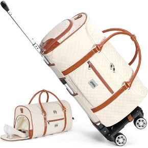 حقائب الملابس المتدحرجة للسفر - 3 في 1 حقائب دفل للملابس قابلة للتحويل مع حجرة أحذية ذات عجلات، حقيبة حمل بعجلات للنساء في عطلة نهاية الأسبوع وفستان الزفاف in Kuwait