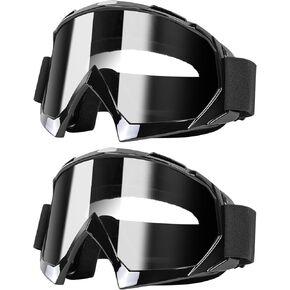 ATV Goggles Dirt Bike Goggles 2-Pack Motorcycle Goggles for Men Women Motocross Goggles Windproof Glasses Wide Vision Offroad Riding Goggles for Adult Youth Kids Protective Safety Glasses Clear