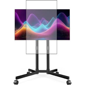 Mobile TV Cart for 32-75 Inch Screens, Rolling Stand with Tilting and Rotating Mount, Adjustable from Portrait to Landscape, 52 Inch Fixed Height, Supports up to 110 lbs, Max VESA 400x400mm