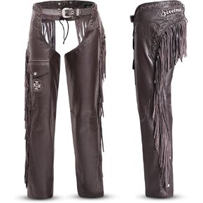 Assless Leather Chaps for Men and Women – Premium Full Grain Cowhide Western Cowboy Motorcycle Chaps – Handmade