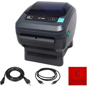 ZP450 Zebra Direct Thermal Label Bar Code Printer - 1 Year Warranty - with USB 2.0 Cable & 3 Prong Power Cord - USB, Serial and Parallel Connectivity 203 DPI Resolution