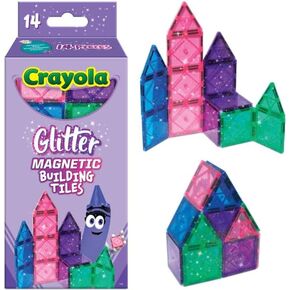 CreateOn Crayola Red, White & Blue Magnetic Tiles 14pc, Building Set for Kids, Magnetic Toy, Travel Toys, Classroom Sensory Toy Blocks, STEM & Montessori Tools for Boys & Girls Ages 3+, 14-Piece Set