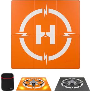 Drone Landing Pad, Universal Double-Sided Waterproof Portable Fast-Foldable Helipad, Nighttime Reflective Landing Apron for DJI Avata 2, Mavic 2/3 Pro, Mini 2 3/4 Pro, Air 2S, RC Quadcopters